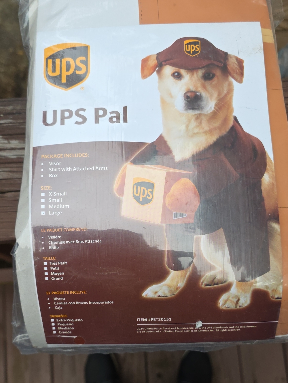 Brown & Yellow UPS Pal Dog Delivery Costume